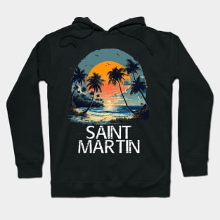 Saint Martin Sunset (with White Lettering) Hoodie